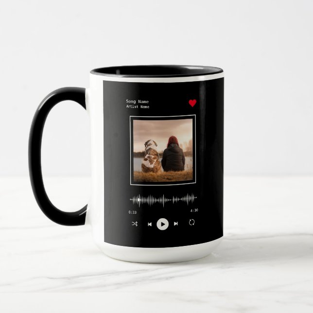 Music Player Artist and Song Personalized Photo Mug (Left)