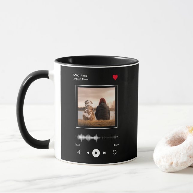 Music Player Artist and Song Personalized Photo Mug (With Donut)