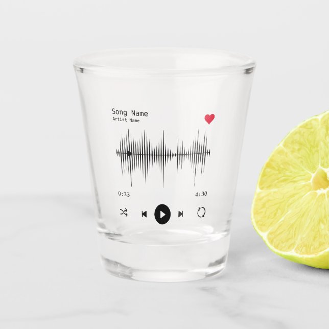 Music Player Artist and Song Personalized Shot Glass (Front)