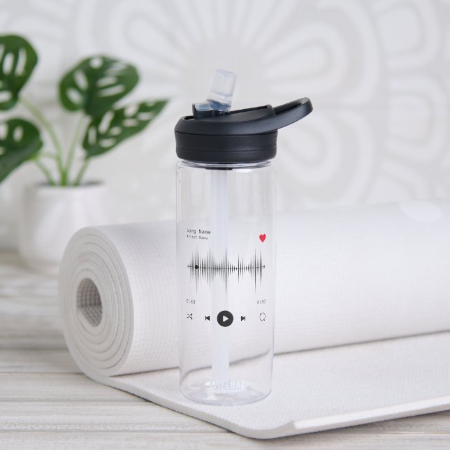 Music Player Artist and Song Personalized Water Bottle (Yoga)