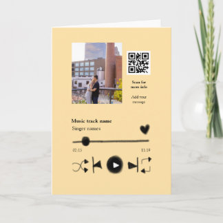 Music player personalized couple love q r code tex card