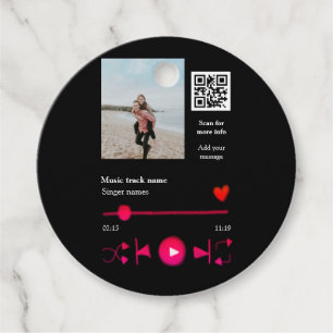 Music player personalized couple love q r code tex favour tags