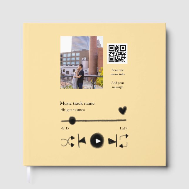 Music player personalized couple love q r code tex guest book (Front)
