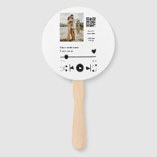 Music player personalized couple love q r code tex hand fan