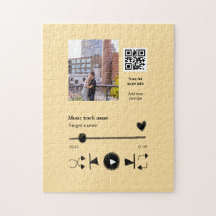 Music player personalized couple love q r code tex jigsaw puzzle