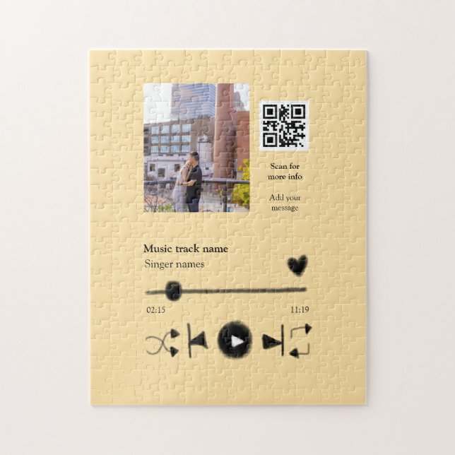 Music player personalized couple love q r code tex jigsaw puzzle (Vertical)