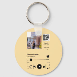 Music player personalized couple love q r code tex keychain