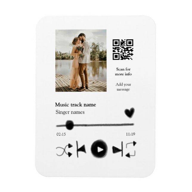 Music player personalized couple love q r code tex magnet (Vertical)
