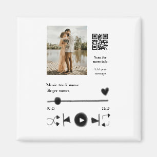 Music player personalized couple love q r code tex magnet