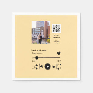 Music player personalized couple love q r code tex napkin