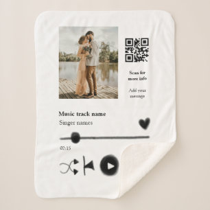 Music player personalized couple love q r code tex sherpa blanket