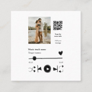 Music player personalized couple love q r code tex square business card