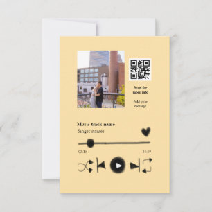 Music player personalized couple love q r code tex thank you card