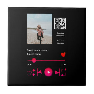 Music player personalized couple love q r code tex tile