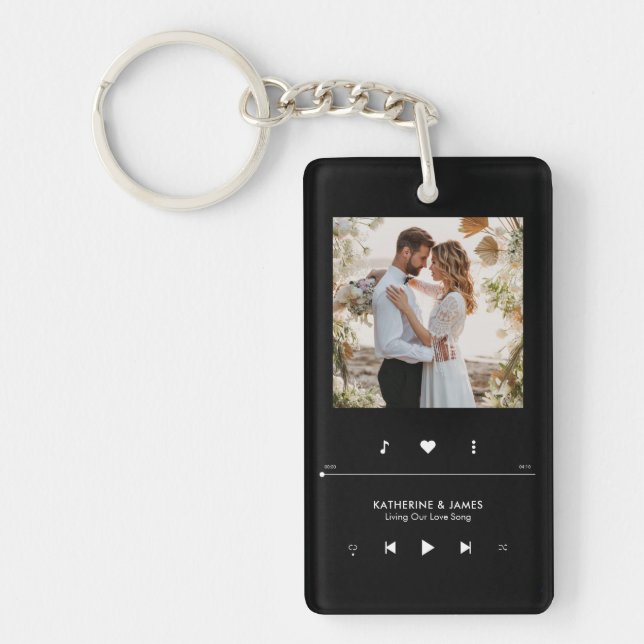 Music Player Photo Frame Personalized Keychain (Front)