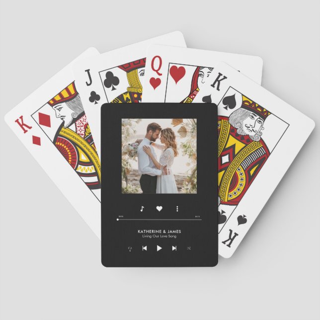 Music Player Photo Frame Personalized Playing Cards (Back)