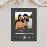 Music Player Photo Wedding Save the Date Announcement Postcard<br><div class="desc">Turn up the volume on love with our Music Player Photo Wedding Save the Date! Designed for couples who want to showcase their unique style, this modern and playful card features a sleek music player layout and the message: “We’re pressing play on forever.” Personalize it with your favourite photo and...</div>