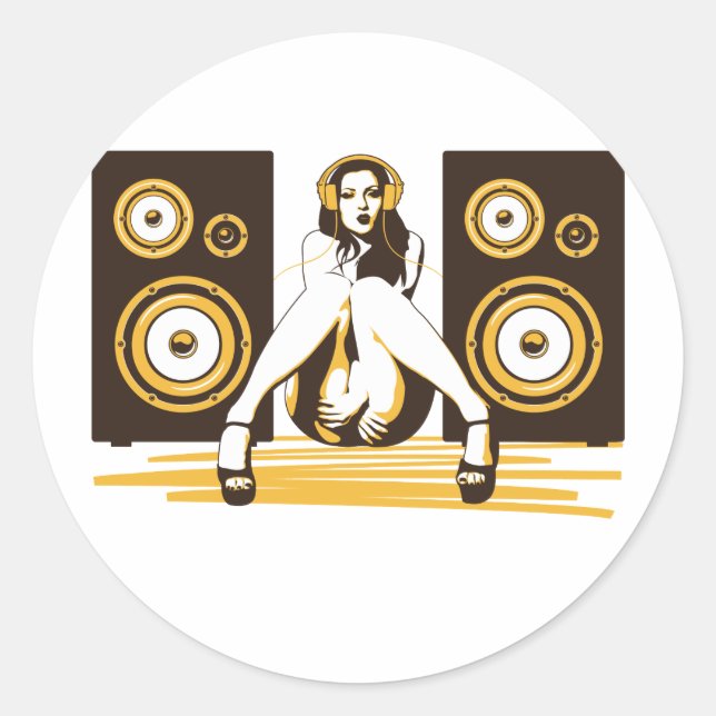 Music Please Classic Round Sticker (Front)