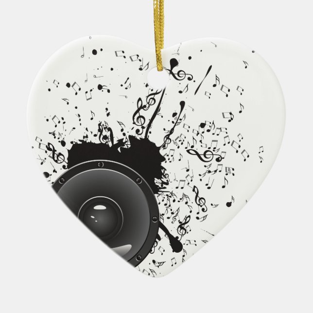 Music Poster with Audio Speaker 2 Ceramic Ornament (Front)