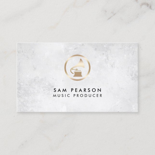 Music Producer Gold Gramophone Icon Business Card (Front)