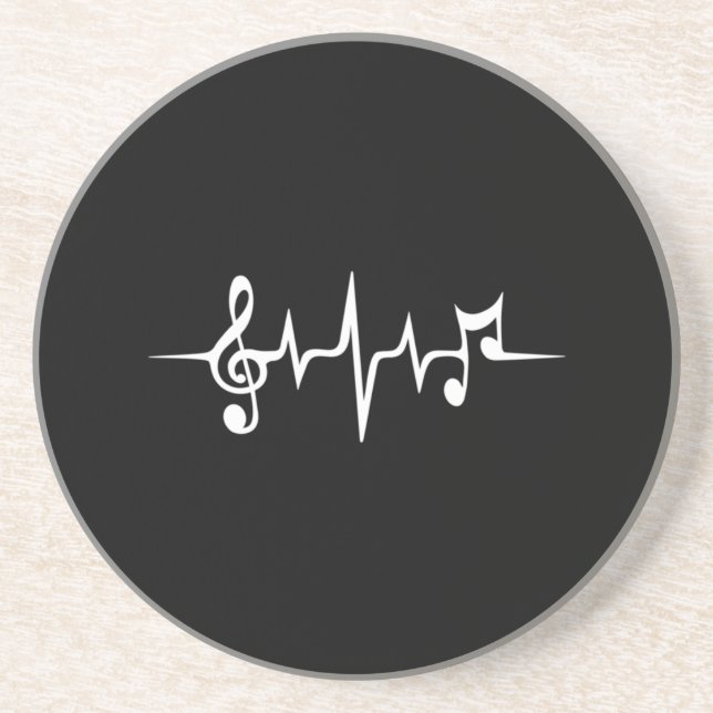 Music Pulse Notes Clef Frequency Wave Sound Coaster (Front)