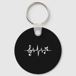 Music Pulse Notes Clef Frequency Wave Sound Keychain