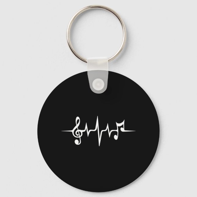 Music Pulse Notes Clef Frequency Wave Sound Keychain (Front)