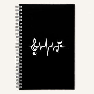 Music Pulse Notes Clef Frequency Wave Sound Notebook