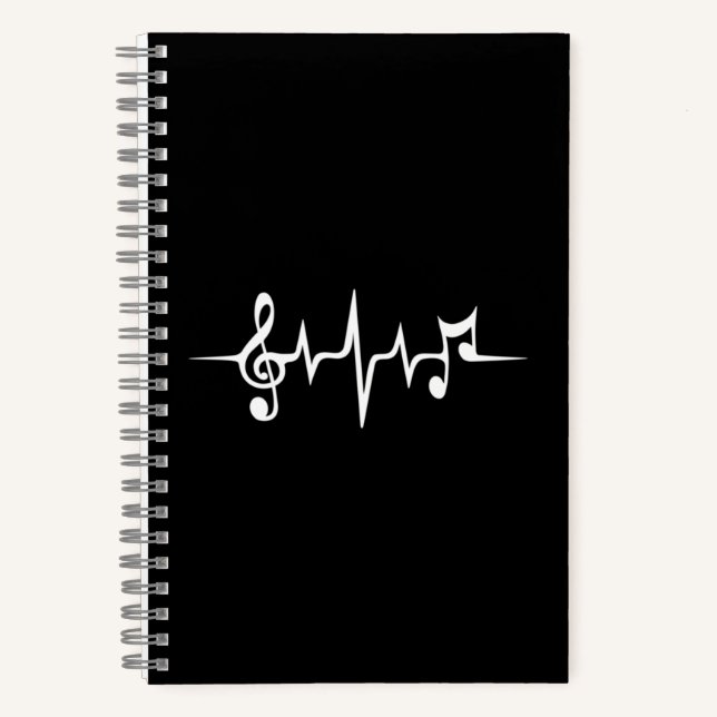 Music Pulse Notes Clef Frequency Wave Sound Notebook (Front)