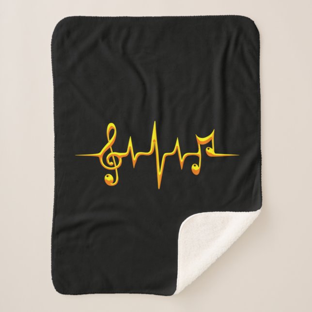 Music Pulse Notes Clef Frequency Wave Sound Sherpa Blanket (Front)