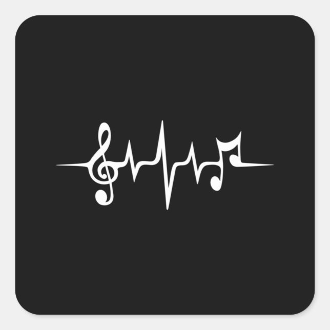 Music Pulse Notes Clef Frequency Wave Sound Square Sticker (Front)