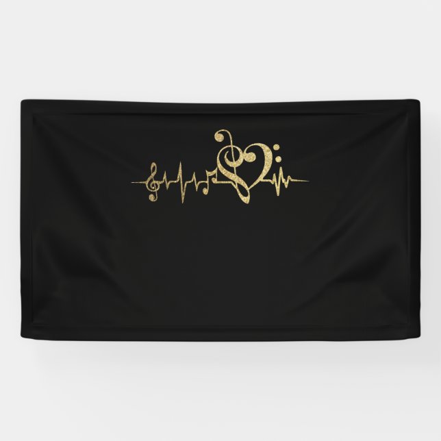 Music Pulse Notes Clef Heartbeat Banner (Horizontal)
