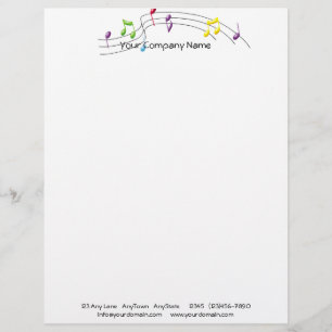 Music Rainbow Staff on White Background Letterhead