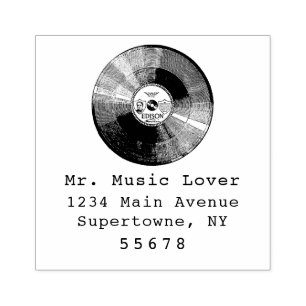 Music Record Address Return Rubber Stamp