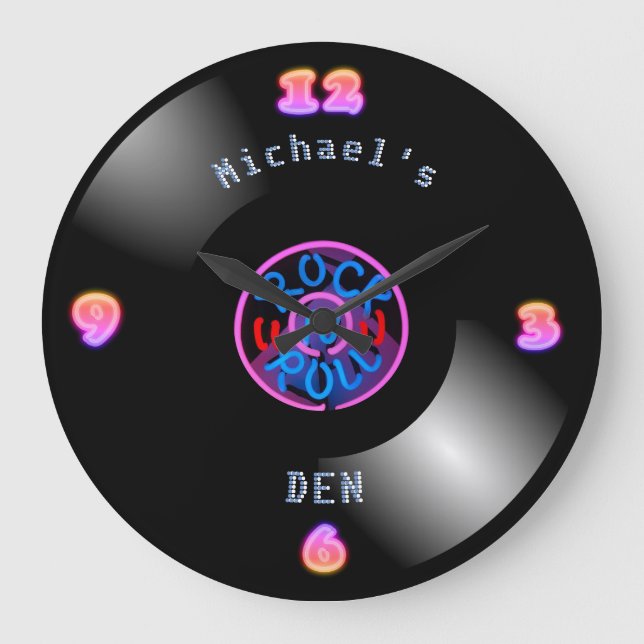 Music Record Wallclock Personalized Neon Vinyl LP (Front)