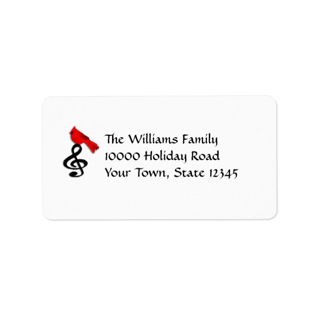 Music & Red Bird Medium Mailing Labels (Front)