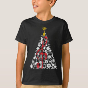 Music Red Plaid Christmas Tree Ornament Decor Xmas T-Shirt