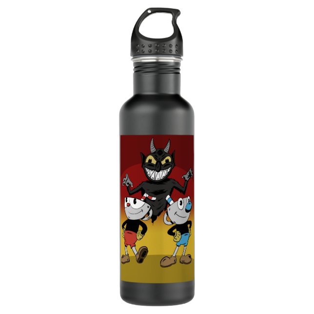 Music Retro Game Cuphead Run And Shoot Cool Graphi 710 Ml Water Bottle (Front)