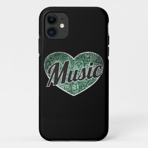 Music Retro Heart Blackboard Love iPhone 11 Case