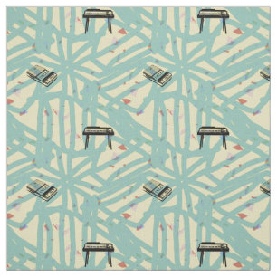 Music Retro Organ recorder Pattern Graffiti Fabric