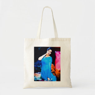 Music Retro Sridevi In Blue Sari Tote Bag