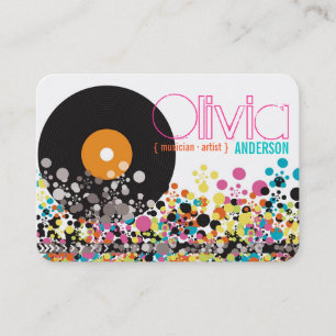 Music Retro Vintage Vinyl Colorful Pop Dots Artist Business Card