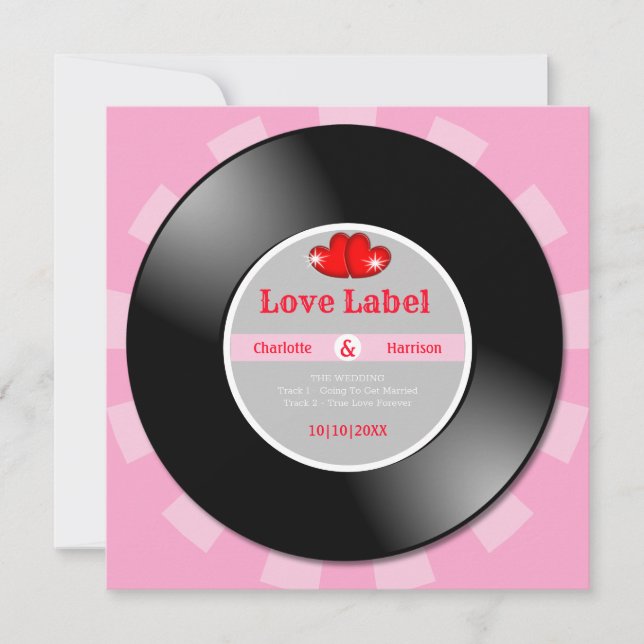 Music Retro Vinyl Record Wedding Invitation (Front)