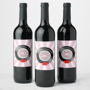 Music Retro Vinyl Record Wedding  Wine Label