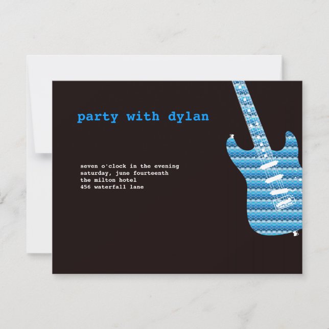 Music Rock Star Bar Mitzvah Reception Invitation (Front)