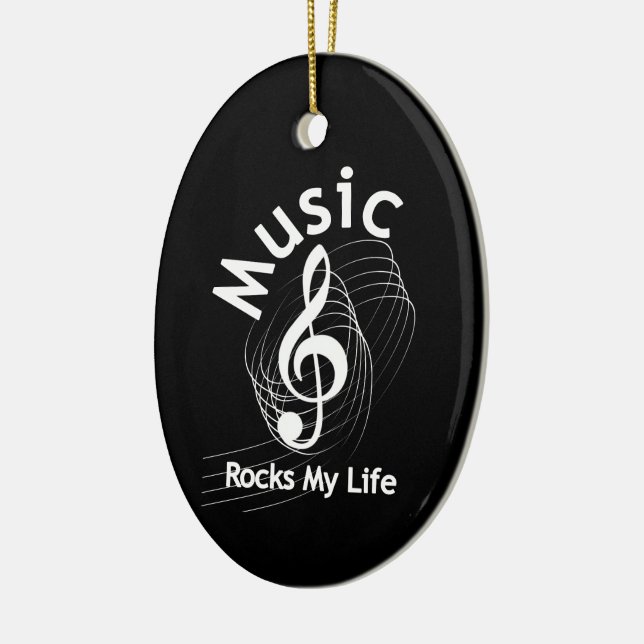 Music Rocks My Life Personalized Ceramic Ornament (Left)