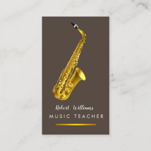 Music Saxophone Instrument Musician Gold Jazz Business Card