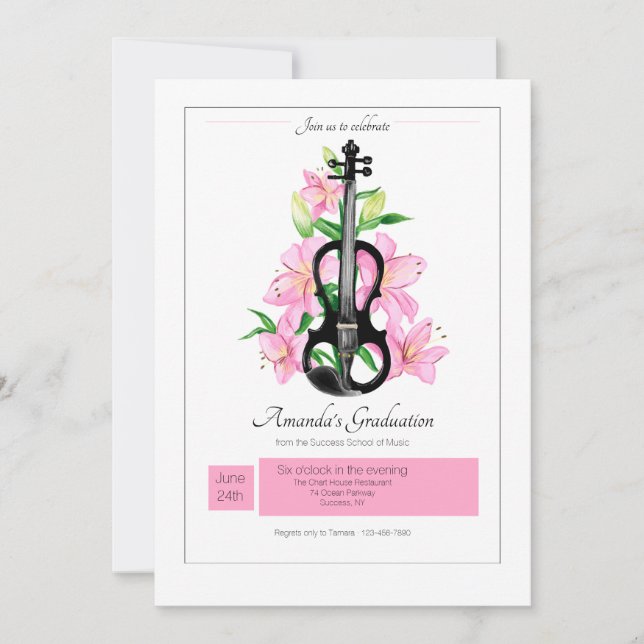 Music School Graduation Party Invitation (Front)