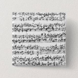 Music Score of Johann Sebastian Bach 2 Inch Square Button
