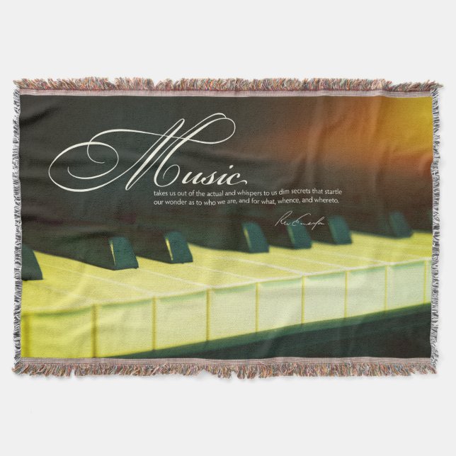 Music Secrets Emerson Quote Piano Throw Blanket (Front)